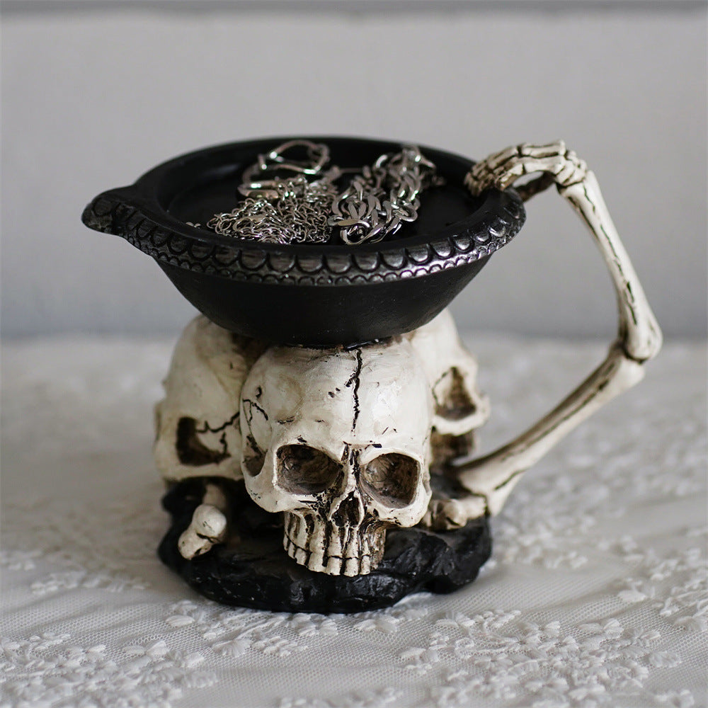 Creative Three Ghost Head Top Candle Desktop Storage Tray